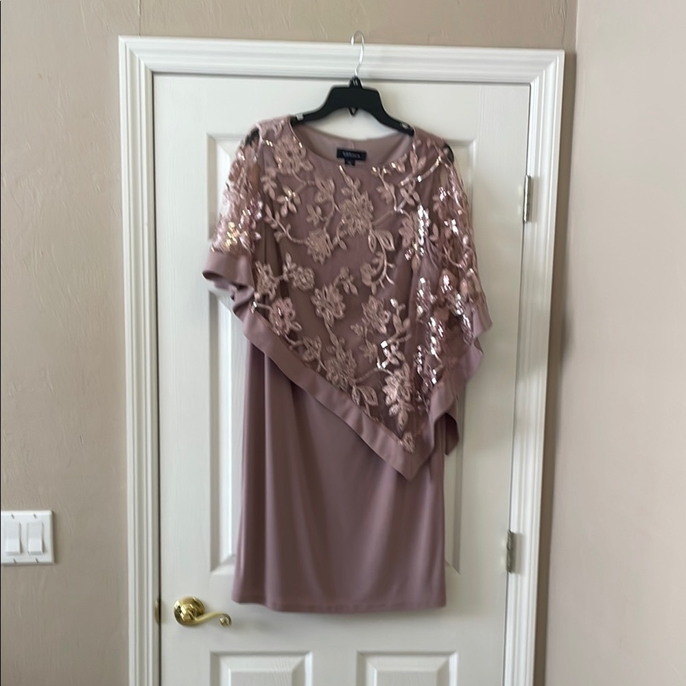 R&M Richards Mauve Embellished Sheath Dress